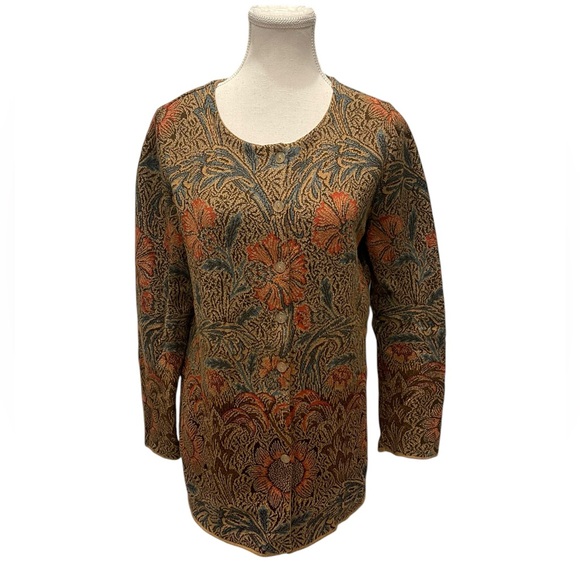 peruvian connection Multi Color Brown Tapestry Printed Jacket Sz:M - Picture 1 of 10